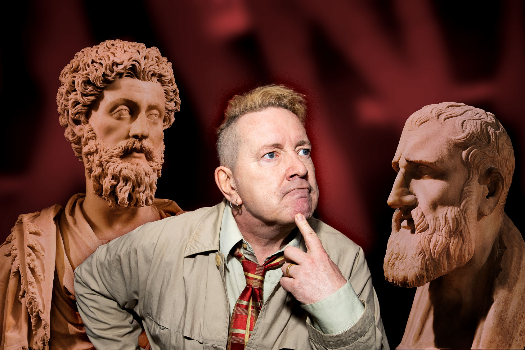 John Lydon, aka Johnny Rotten | Bust of Zeno of Citium | Bust of Emperor Marcus Aurelius (Photo illustration by Salon/Getty Images)