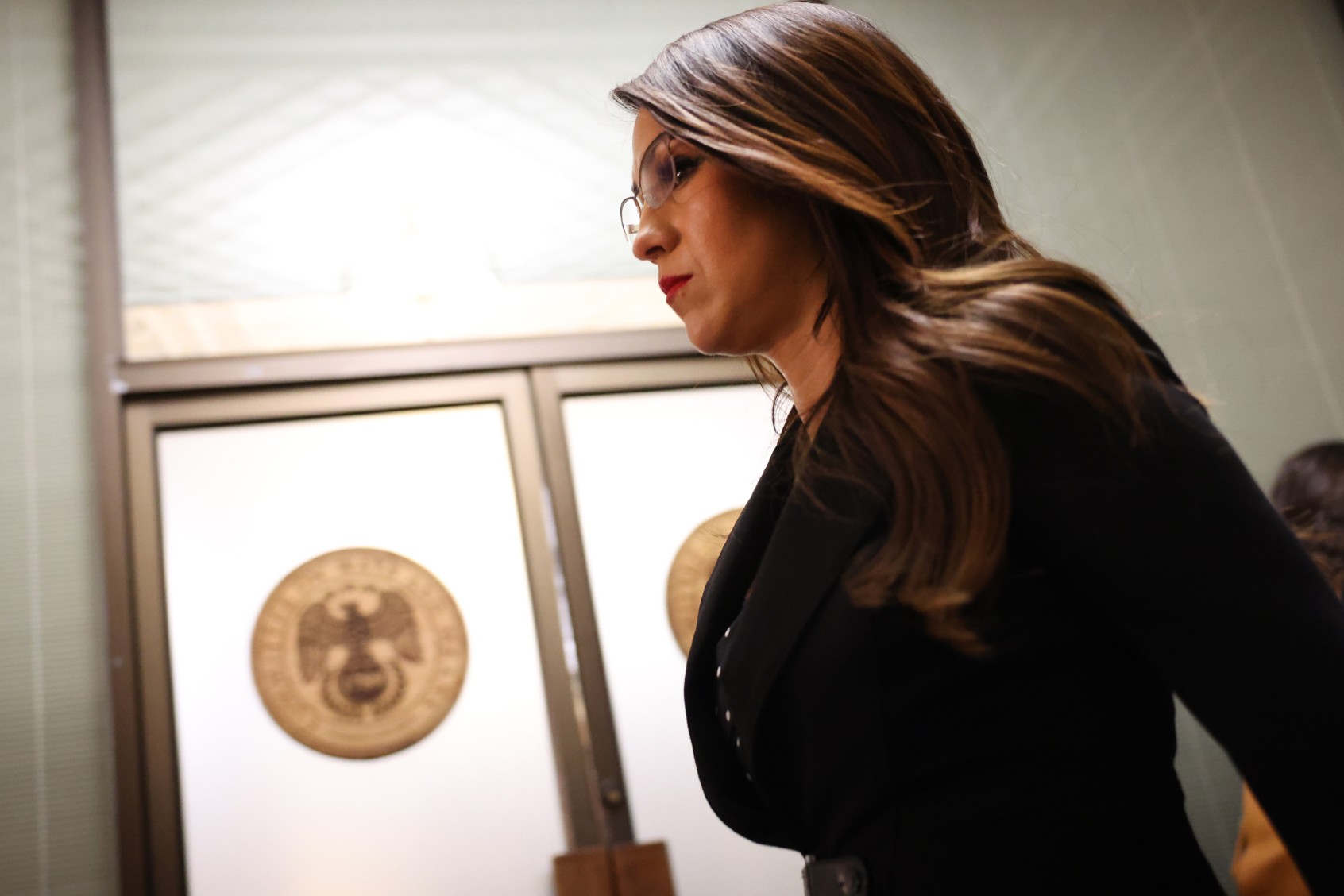 U.S. Rep. Lauren Boebert (R-CO) leaves a House Republican conference meeting in the Longworth House Office Building on Capitol Hill on October 24, 2023 in Washington, DC. (Justin Sullivan/Getty Images)