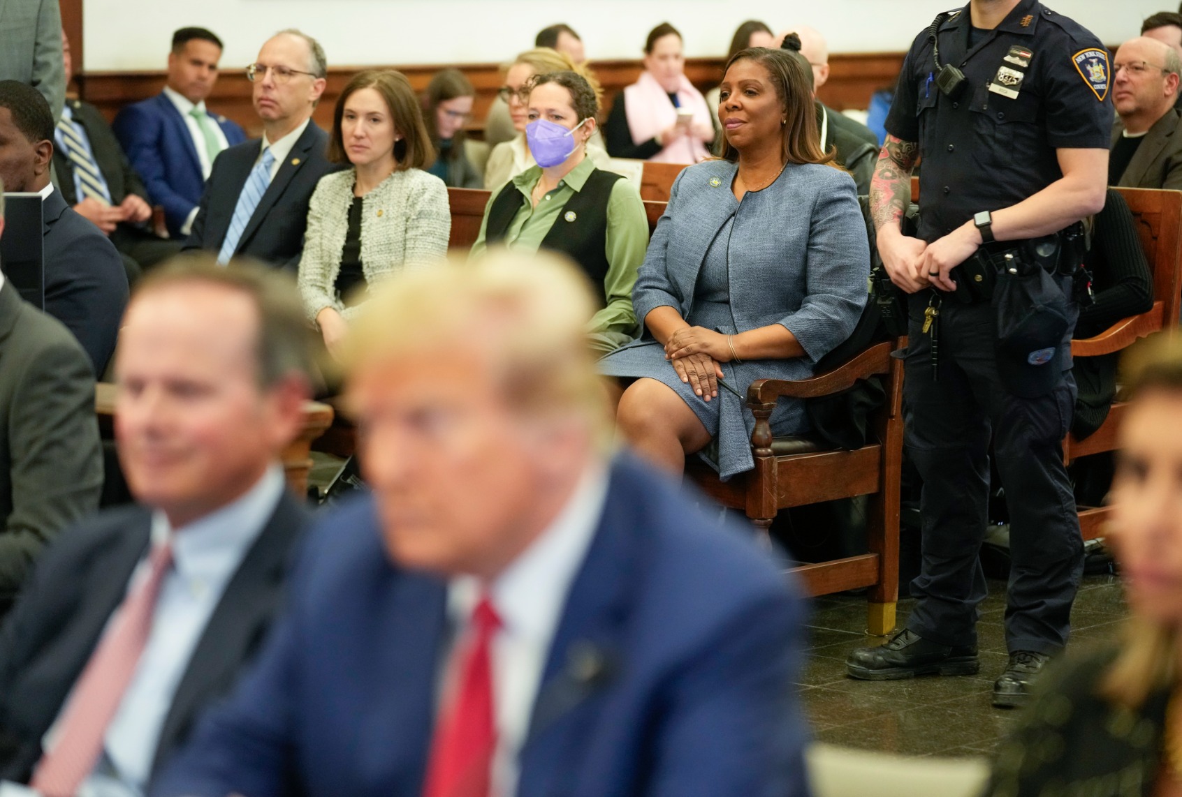 Attorney General Letitia James sits in the courtroom during the civil fraud trial of former President Donald Trump at New York Supreme Court on January 11, 2024 in New York City. (Seth Wenig-Pool/Getty Images)