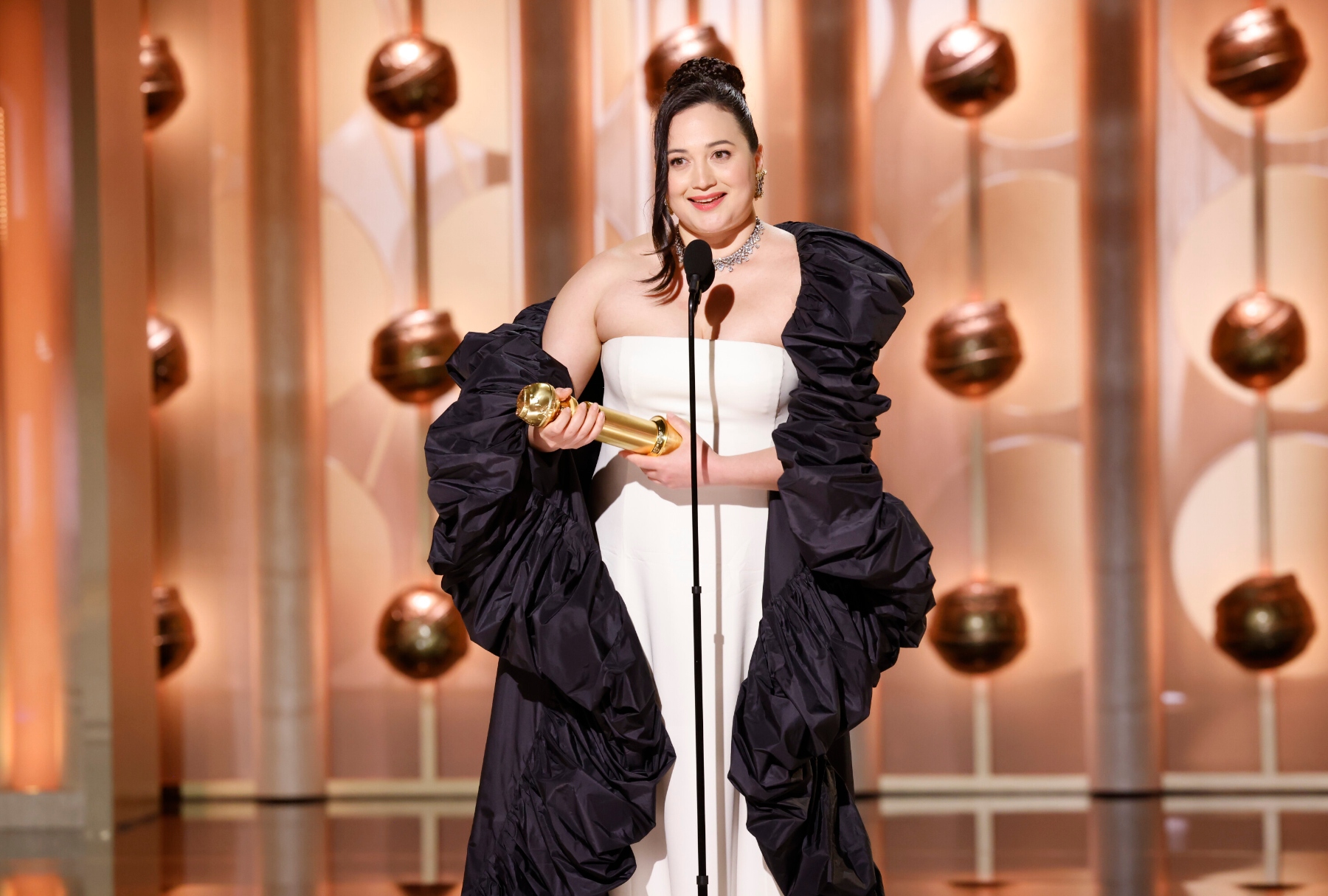 Lily Gladstone wins the Golden Globe for actress in a drama motion picture "Killers of the Flower Moon" (Sonja Flemming/CBS )