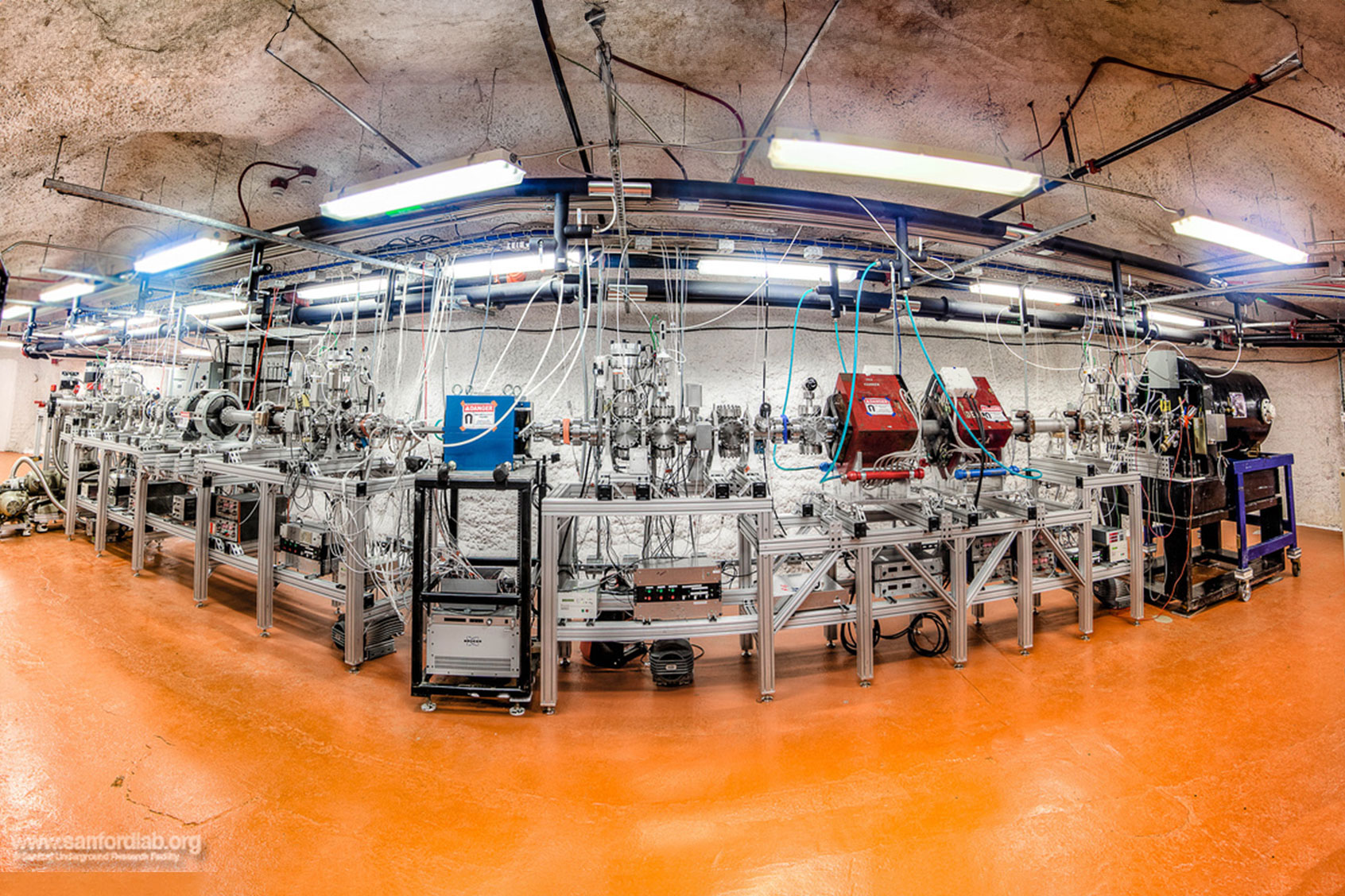 CASPAR, a small particle accelerator located nearly a mile underground at SURF, can recreate the conditions inside stars, including the first stars in the universe. (Matt Kapust / Sanford Underground Research Facility)