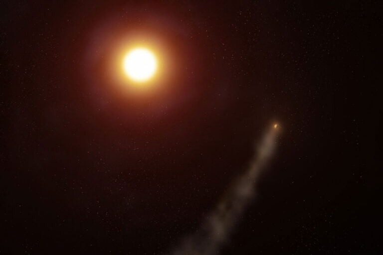 An artist's impression of exoplanet WASP-69b orbiting its host star. (Adam Makarenko/W. M. Keck Observatory)