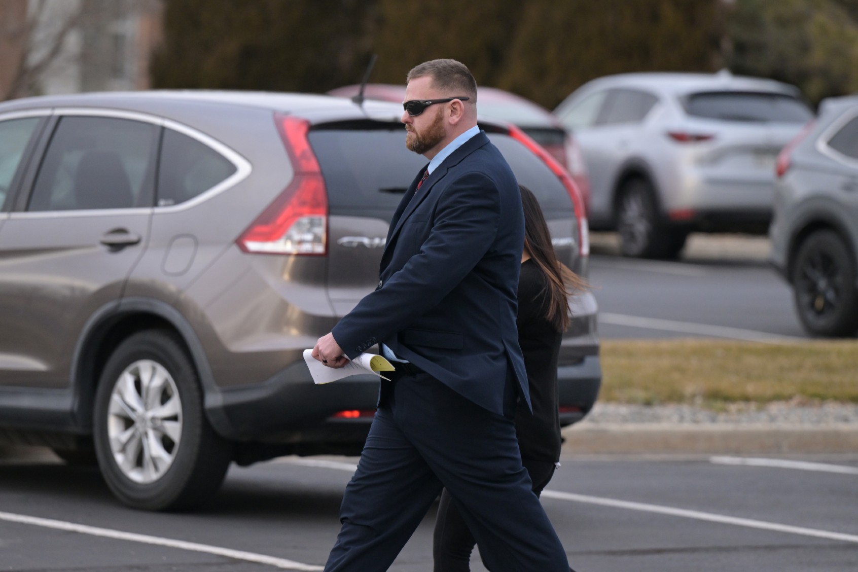 Former Aurora police officer Randy Roedema leaves Adams County Justice Center in Brighton, Colorado on Friday, January 5, 2024. (Hyoung Chang/The Denver Post/Getty Images)