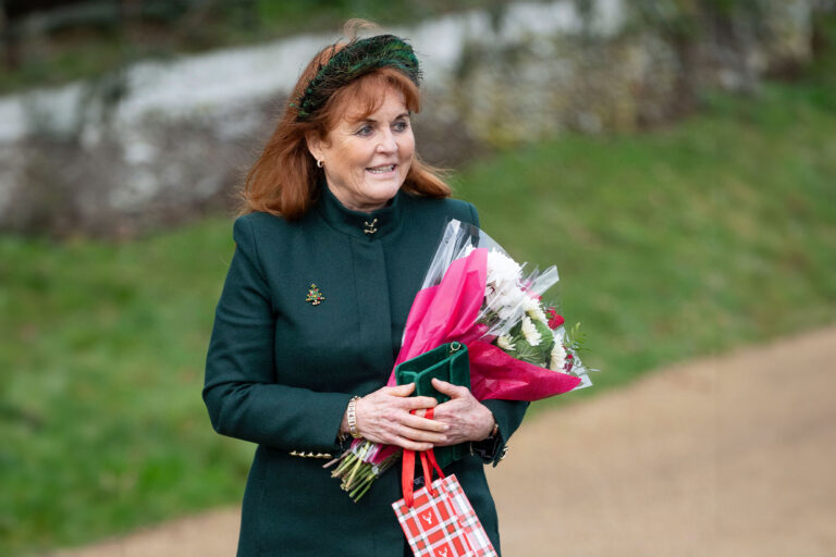 Sarah Ferguson, Duchess of York attends the Christmas Day service at St Mary Magdalene Church on December 25, 2023 in Sandringham, Norfolk. (Mark Cuthbert/UK Press via Getty Images)