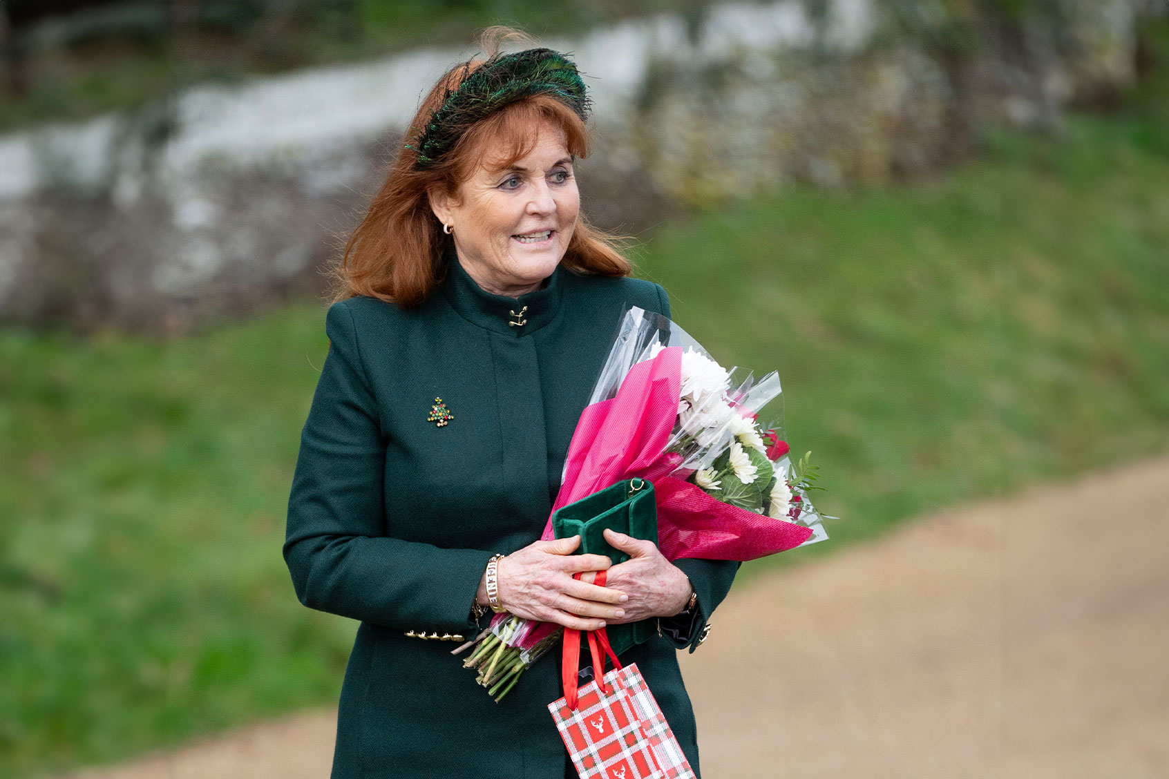 Sarah Ferguson, Duchess of York attends the Christmas Day service at St Mary Magdalene Church on December 25, 2023 in Sandringham, Norfolk. (Mark Cuthbert/UK Press via Getty Images)