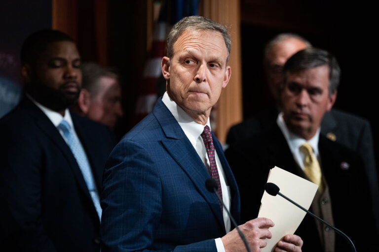 Rep. Scott Perry, R-Pa., speaks during a news conference with senators and members of the House Freedom Caucus on appropriations bills and border security, in the U.S. Capitol on Wednesday, November 29, 2023. (Tom Williams/CQ-Roll Call, Inc via Getty Images)
