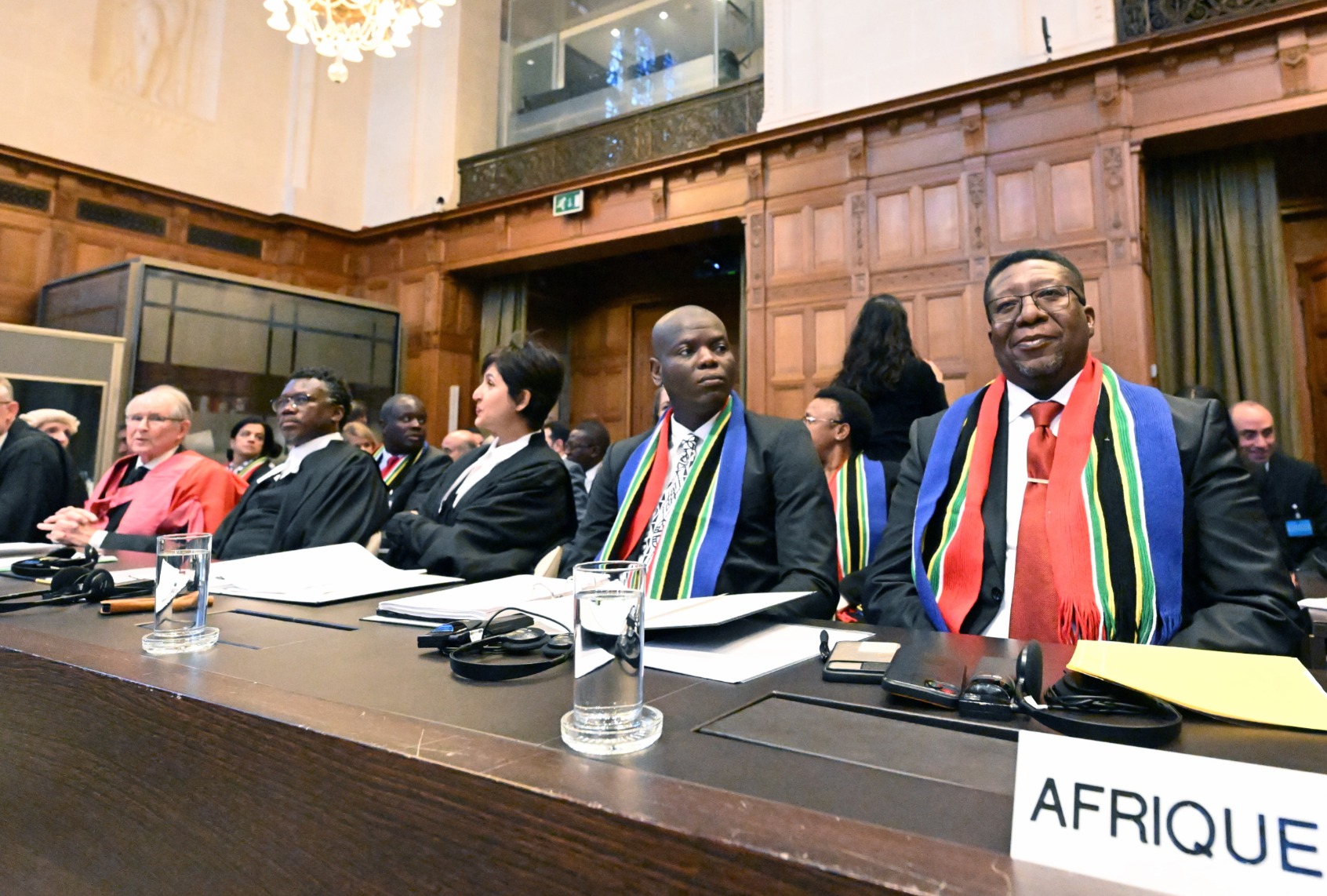 Public hearings in South Africa's genocide case against Israel began on Thursday at the International Court of Justice (ICJ) in The Hague, Netherlands on January 11, 2024. (Dursun Aydemir/Anadolu via Getty Images)