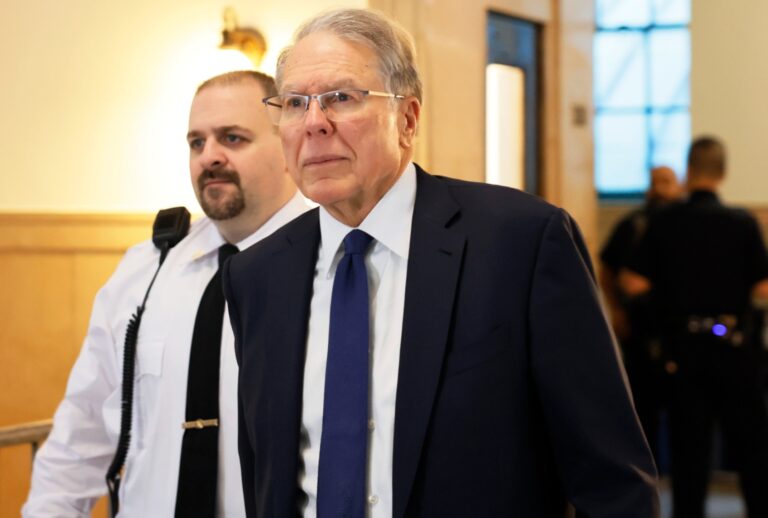 Former NRA Leader Wayne LaPierre arrives for his civil trial at New York State Supreme Court on January 08, 2024 in New York City. (Michael M. Santiago/Getty Images)