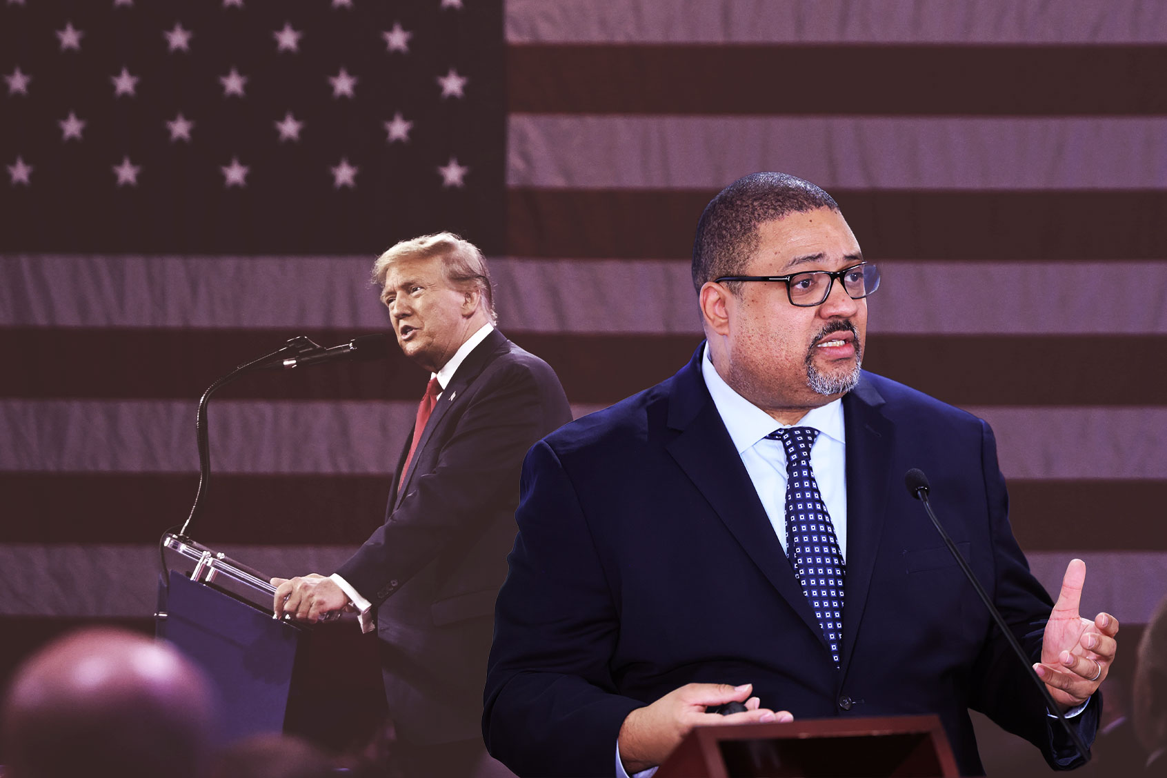 Donald Trump and Alvin Bragg (Photo illustration by Salon/Getty Images)