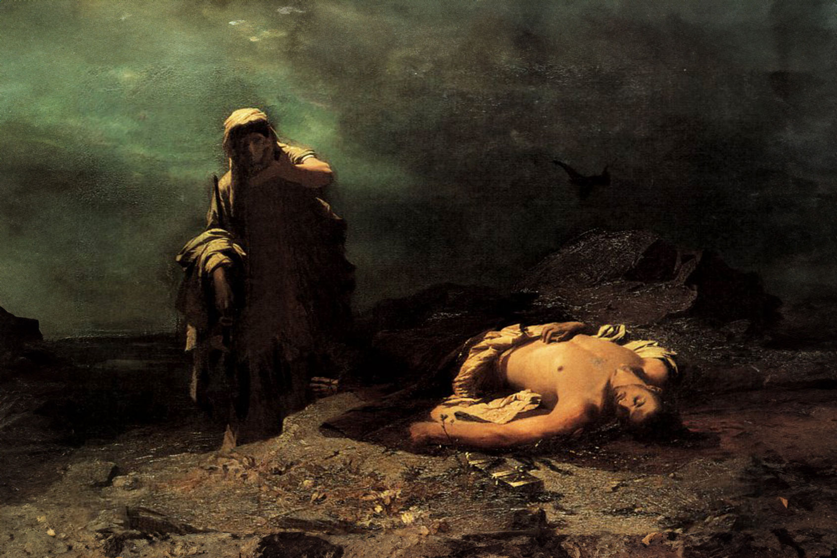 Painting "Antigone in front of the dead Polynices" by Nikiphoros Lytras (Wikimedia Commons/National Gallery of Athens)