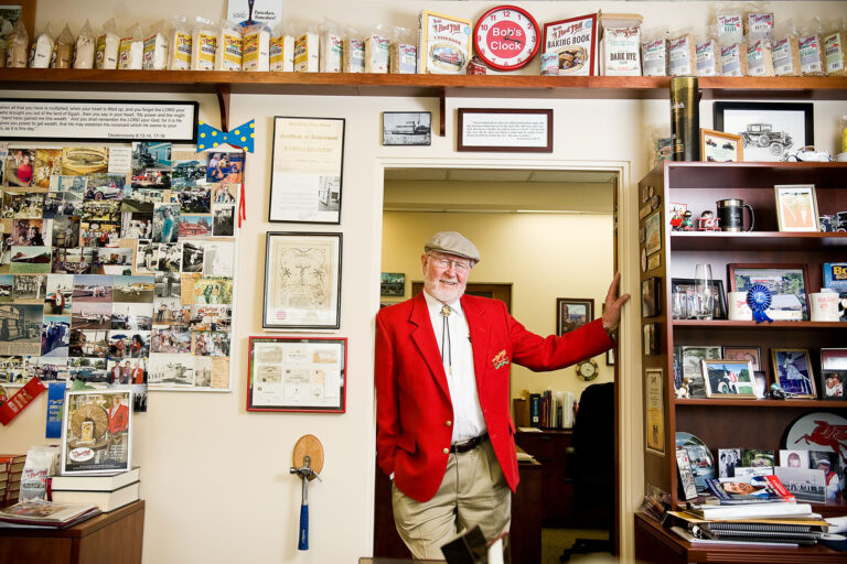 Bob Moore, the founder of Bob's Red Mill Natural Foods, poses for a portrait in his office at his manufacturing facility located in Milwaukie, OR. (Leah Nash/For the Washington Post/Getty Images)