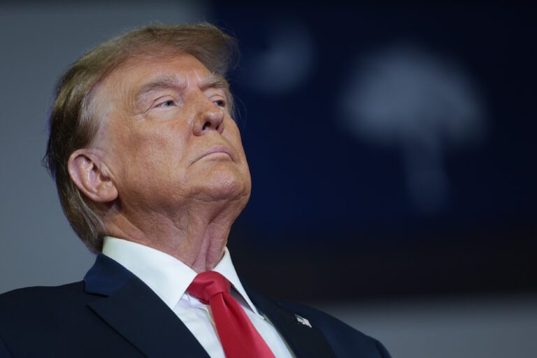 Republican presidential candidate and former President Donald Trump speaks during a Get Out The Vote rally at Coastal Carolina University on February 10, 2024 in Conway, South Carolina. (Win McNamee/Getty Images)
