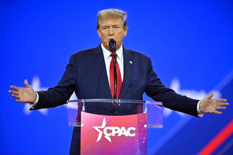 Former US President and 2024 presidential hopeful Donald Trump speaks during the annual Conservative Political Action Conference (CPAC) meeting on February 24, 2024, in National Harbor, Maryland. ( MANDEL NGAN/AFP via Getty Images)