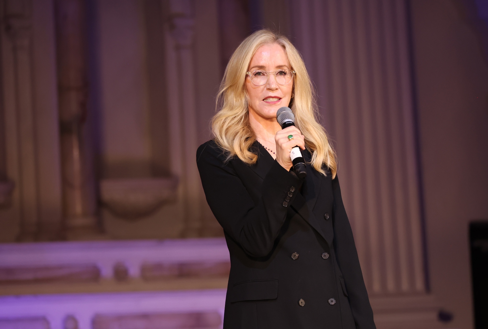 Felicity Huffman speaks at A New Way Of Life, women re-entry program, gala hosted by her and William H. Macy on December 03, 2023 in Los Angeles, California (Amy Sussman/Getty Images)