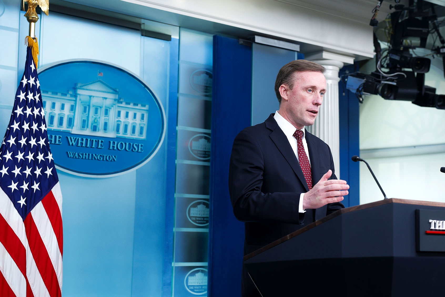 National Security Advisor Jake Sullivan speaks during a news briefing at the White House on December 04, 2023 in Washington, DC. (Anna Moneymaker/Getty Images)