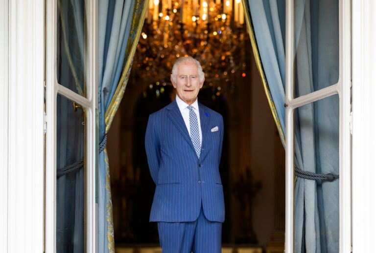 Handout photo provided by Buckingham Palace shows King Charles III during the state tour of France in September 2023 on February 5, 2024 in London, England (Samir Hussein - Handout/Getty Images)