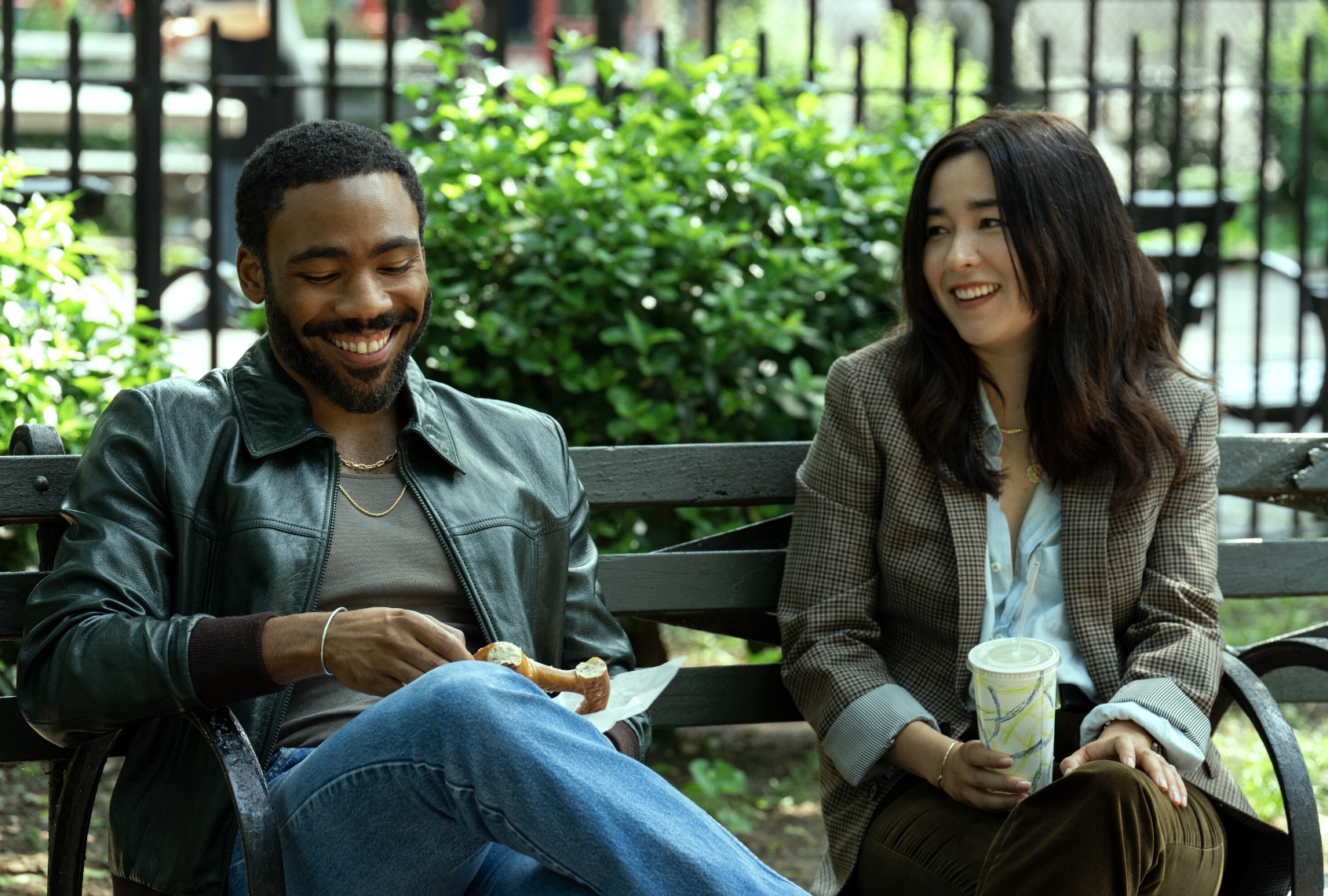 Donald Glover and Maya Erskine in "Mr. & Mrs. Smith" (David Lee/Prime Video)