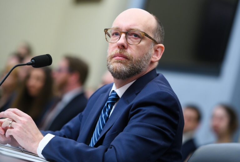 Russell Vought, former acting director of the Office of Management and Budget, testifies before Congress on Wednesday, February 12, 2020. (om Williams/CQ-Roll Call, Inc via Getty Images)