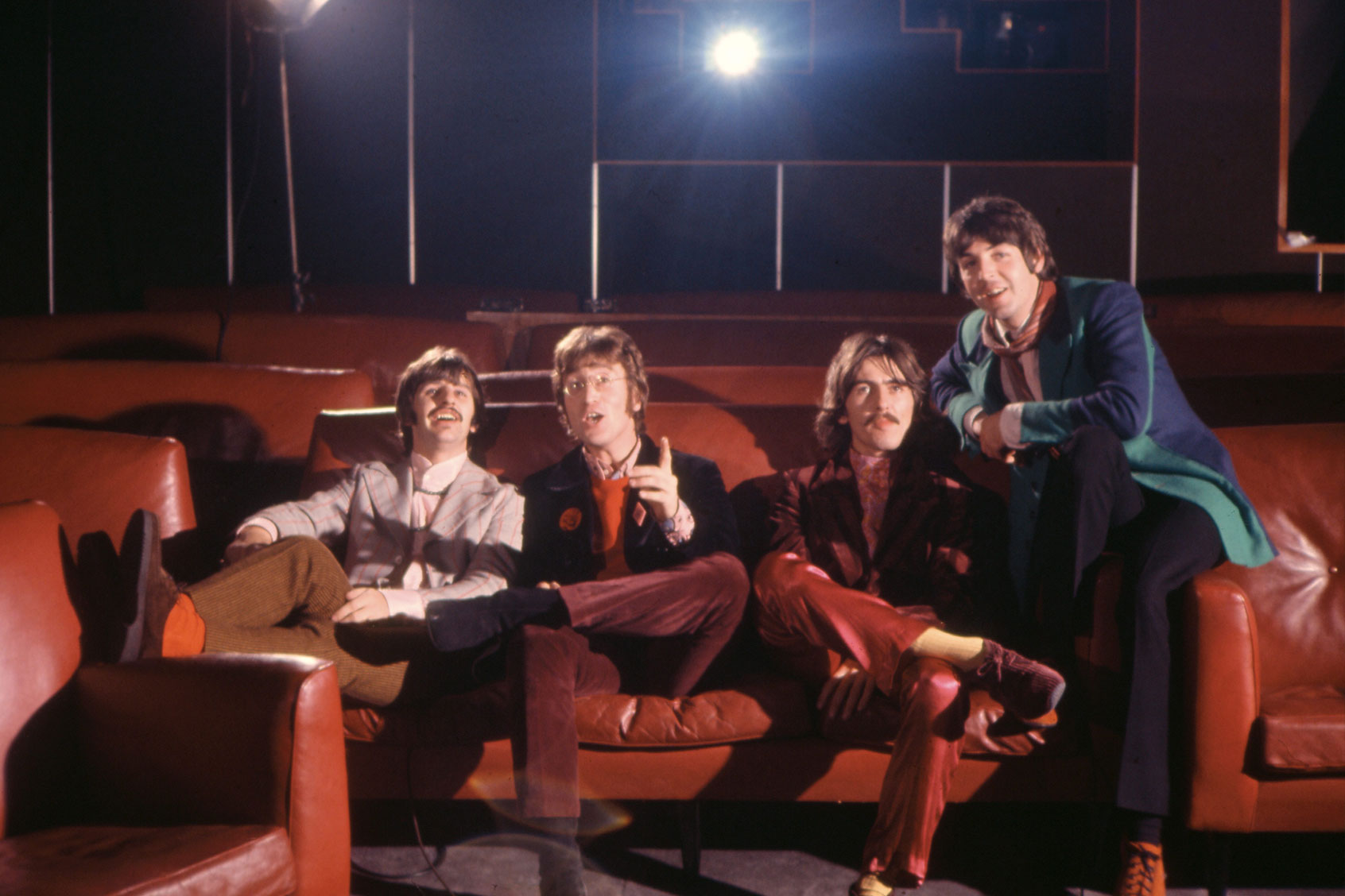 The Beatles at TVC animation Studios in London, 6th November 1967, L-R Ringo Starr, John Lennon, George Harrison, Paul McCartney. (Mark and Colleen Hayward/Getty Images)
