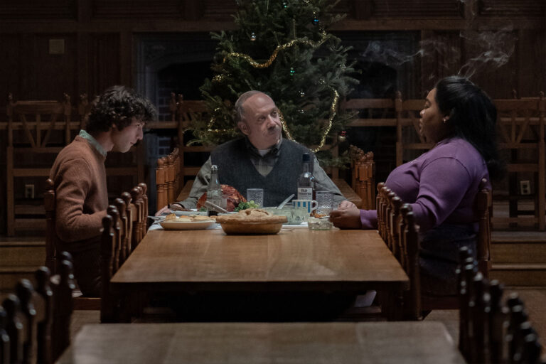 Dominic Sessa, Paul Giamatti and Da'Vine Joy Randolph in "The Holdovers" (Focus Features)