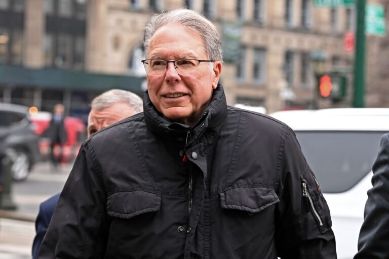 Wayne LaPierre, former CEO of the National Rifle Association (NRA), is seen outside the New York State Supreme Court Building in Lower Manhattan on February 23, 2024 (Andrea Renault/Star Max/GC Images/Getty)
