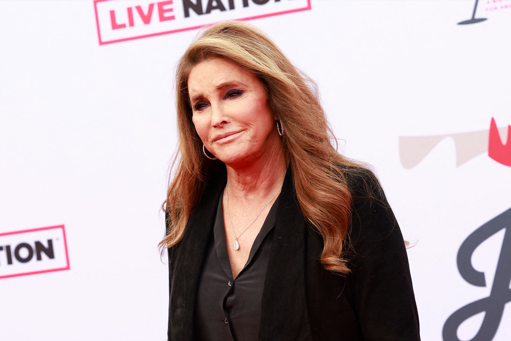 Caitlyn Jenner arrives for the Steven Tyler 4th Annual Grammy Awards Viewing Party, benefitting Janie's Fund, at Hollywood Palladium in Los Angeles, California, on April 3, 2022. (MICHAEL TRAN/AFP via Getty Images)