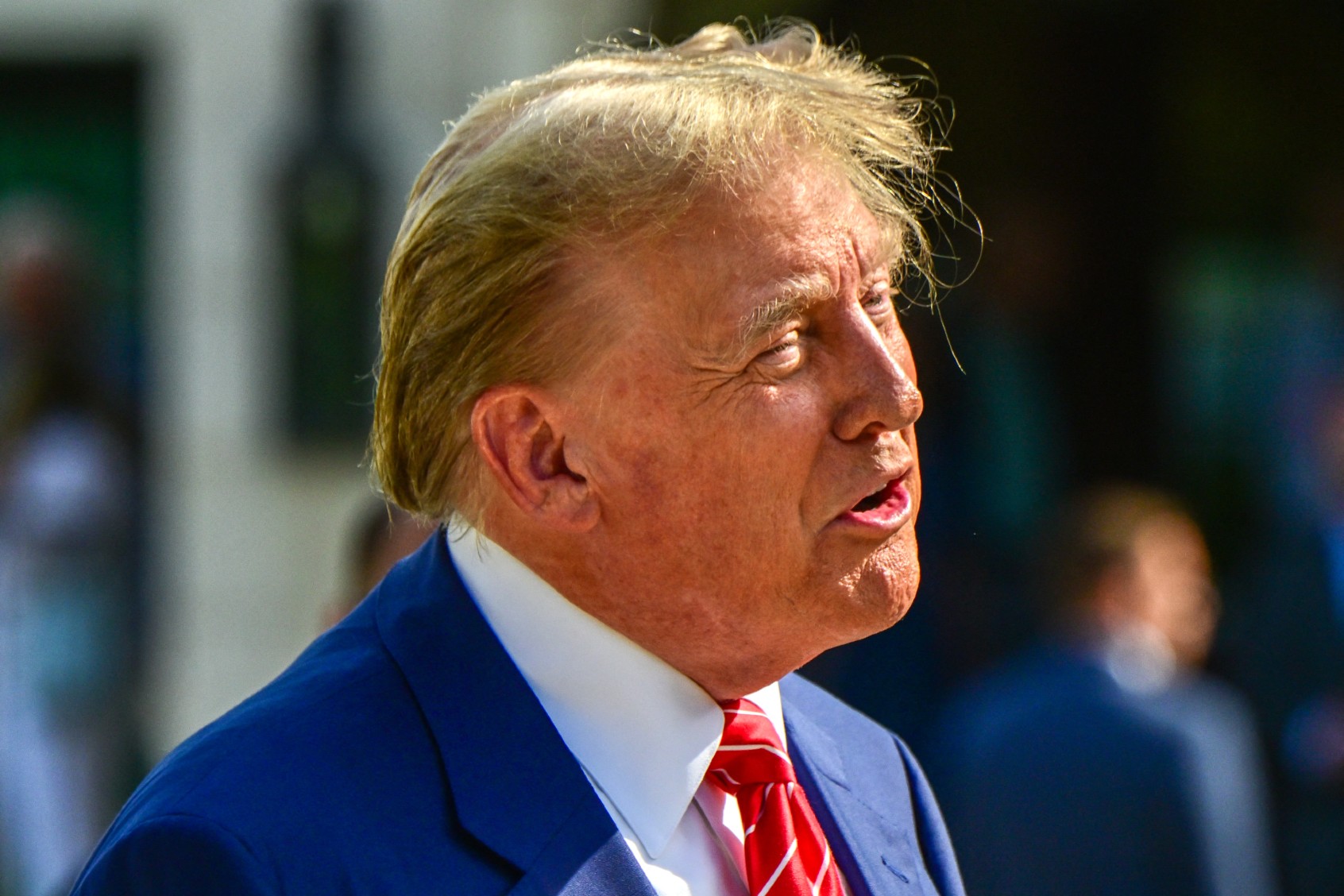 Former U.S. President and Republican presidential candidate Donald Trump arrives to vote in Florida's primary election at a polling station at the Morton and Barbara Mandel Recreation Center in Palm Beach, Florida, on March 19, 2024. (GIORGIO VIERA/AFP via Getty Images)