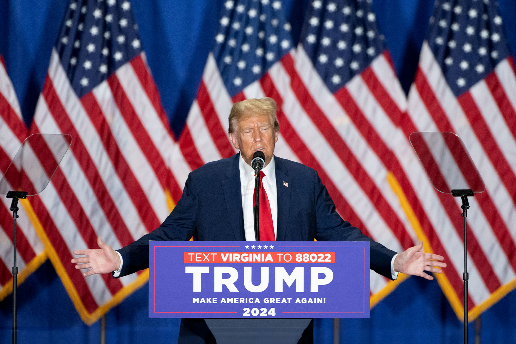 Former US President and 2024 presidential hopeful Donald Trump speaks during a "Get Out the Vote" rally at the Greater Richmond Convention Center in Richmond, Virginia, on March 2, 2024. (SAUL LOEB/AFP via Getty Images)