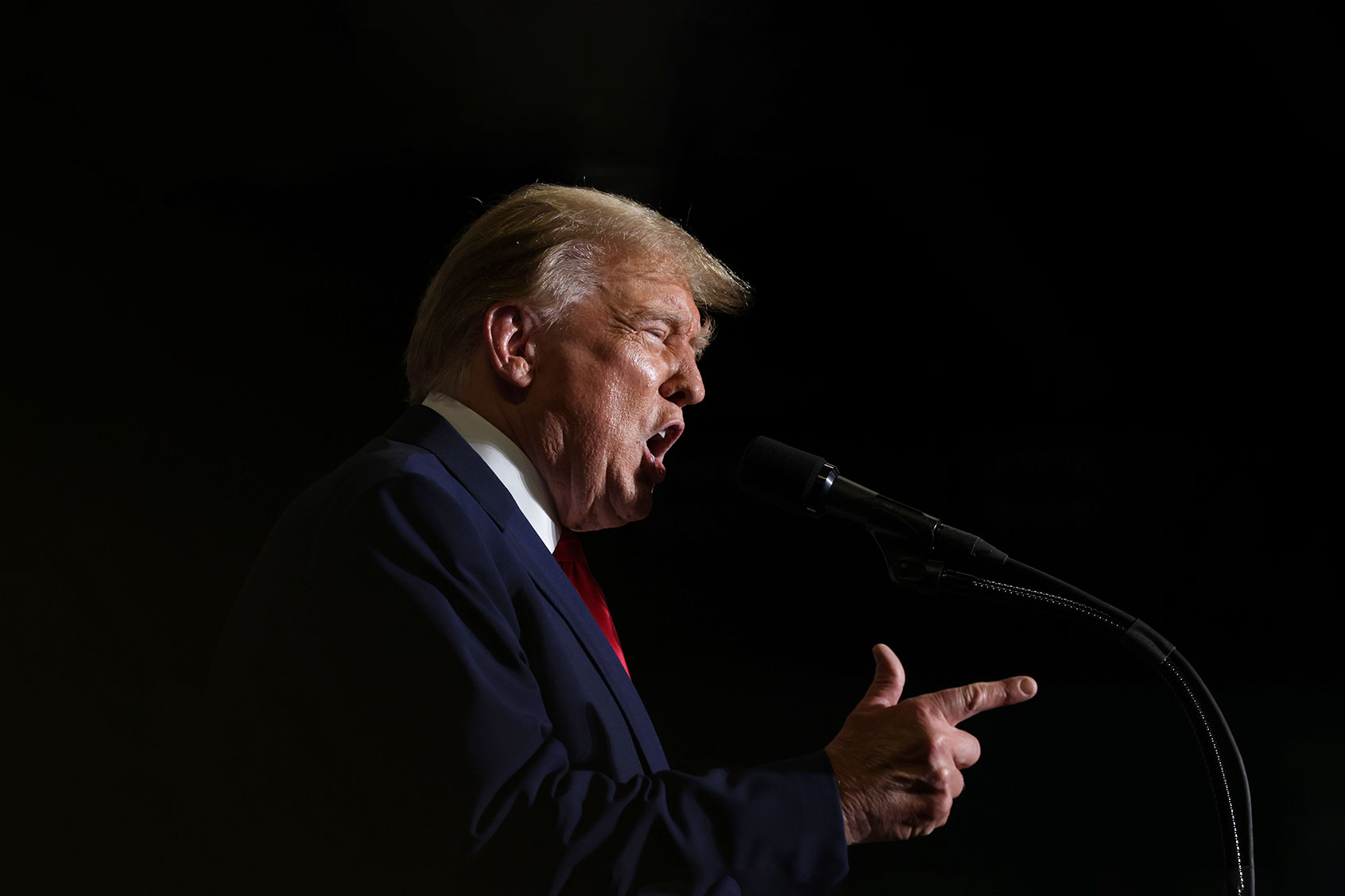 Republican presidential candidate and former U.S. President Donald Trump speaks during a campaign event at Greensboro Coliseum on March 2, 2024 in Greensboro, North Carolina. (Alex Wong/Getty Images)