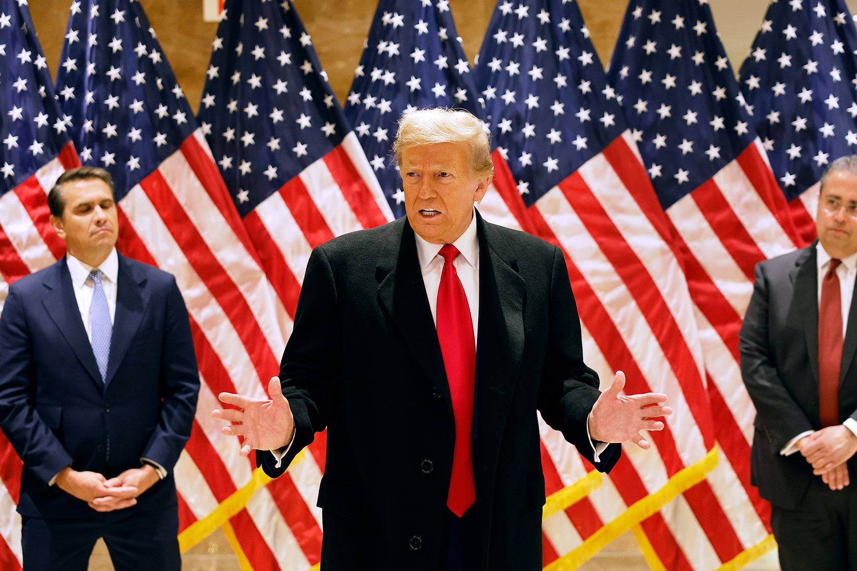 Former President Donald Trump speaks during a press conference at 40 Wall Street after a pre-trial hearing on March 25, 2024 in New York City. (Michael M. Santiago/Getty Images)