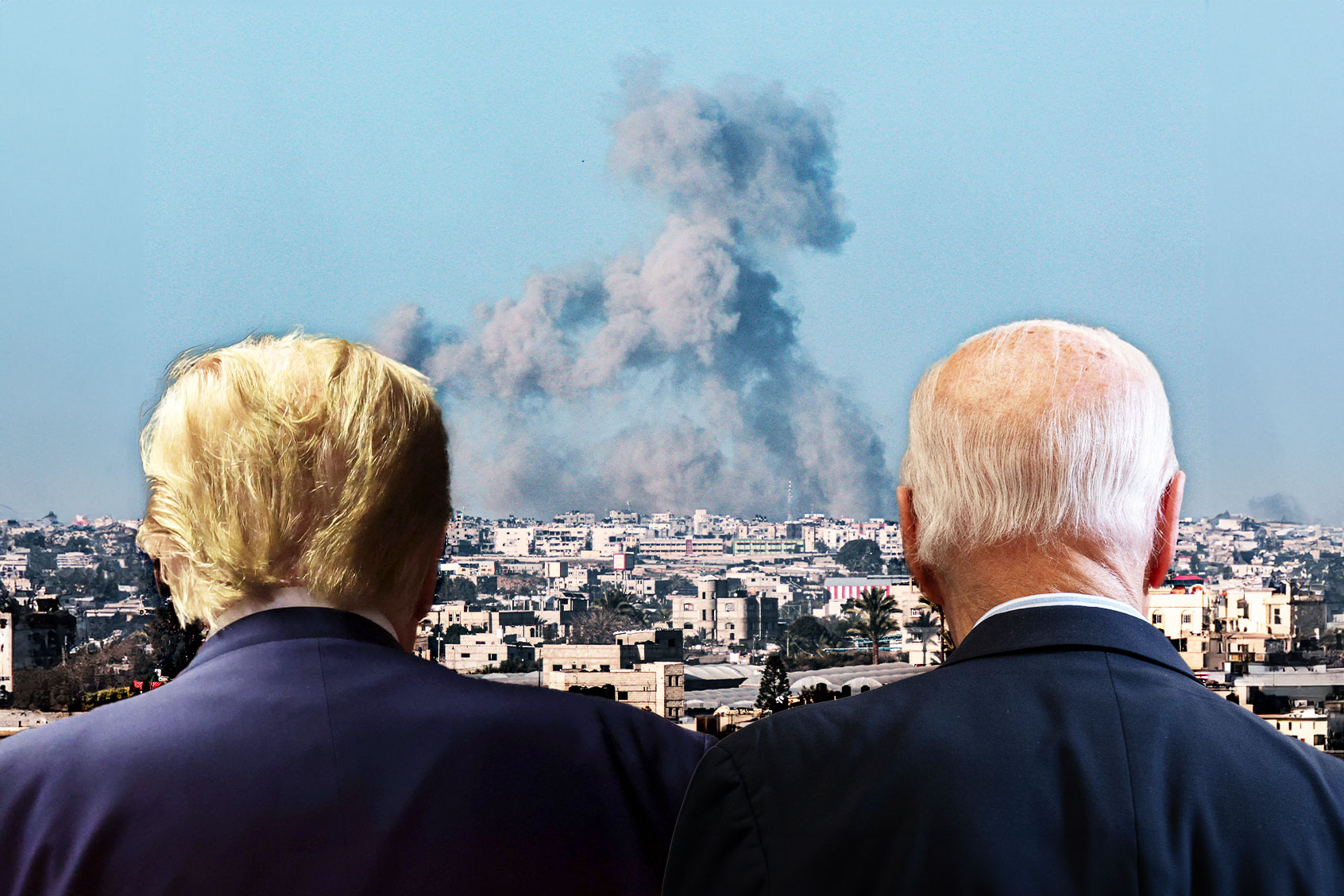 Donald Trump, Joe Biden and Gaza (Photo illustration by Salon/Getty Images)