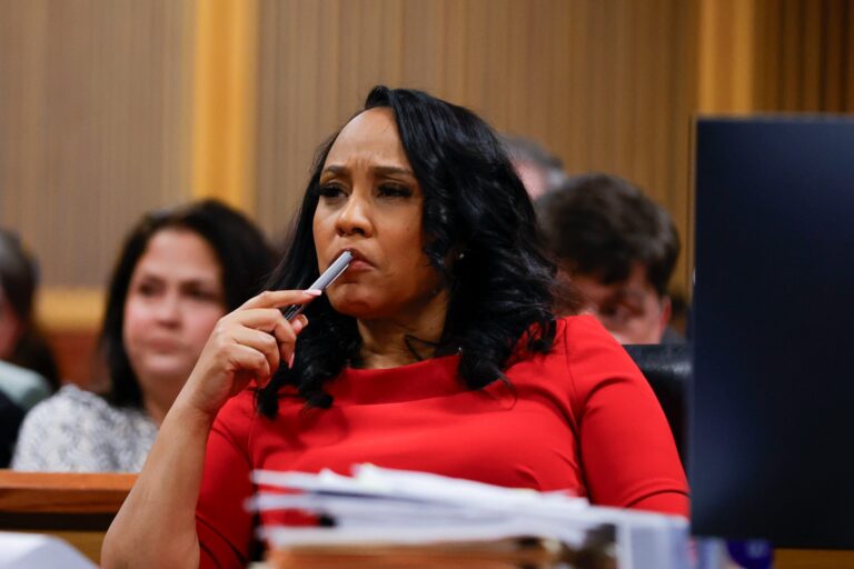 Fulton County District Attorney Fani Willis looks on during a hearing in the case of the State of Georgia v. Donald John Trump at the Fulton County Courthouse on March 1, 2024, in Atlanta, Georgia. (Alex Slitz-Pool/Getty Images)