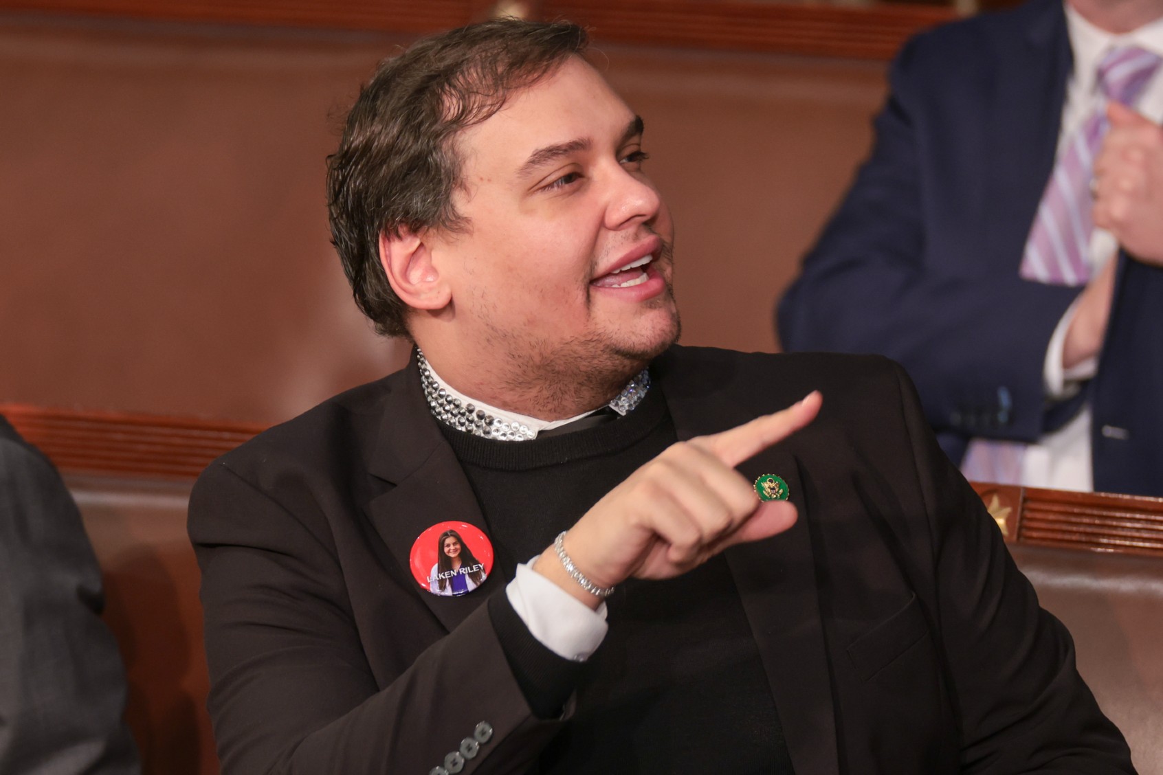 Former U.S. Rep. George Santos (R-NY) attends U.S. President Joe Biden's State of the Union address during a joint meeting of Congress in the House chamber at the U.S. Capitol on March 07, 2024 in Washington, DC. (Win McNamee/Getty Images)