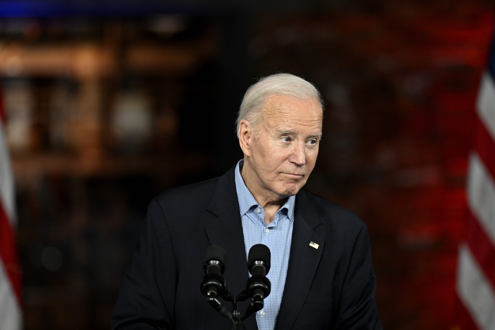 U.S. President Joe Biden delivers remarks at a campaign event in Atlanta, Georgia, on March 9, 2024. (Peter Zay/Anadolu via Getty Images)