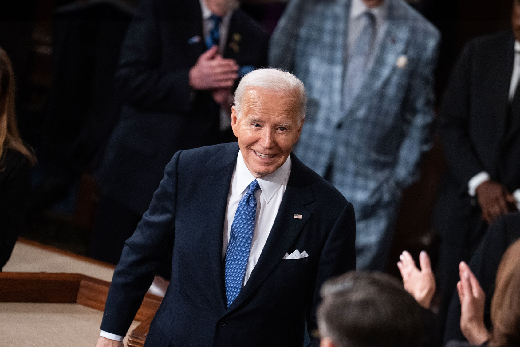 President Joe Biden arrives to deliver his State of the Union address in the House Chamber of the U.S. Capitol on Thursday, March 7, 2024. (Tom Williams/CQ-Roll Call, Inc via Getty Images)