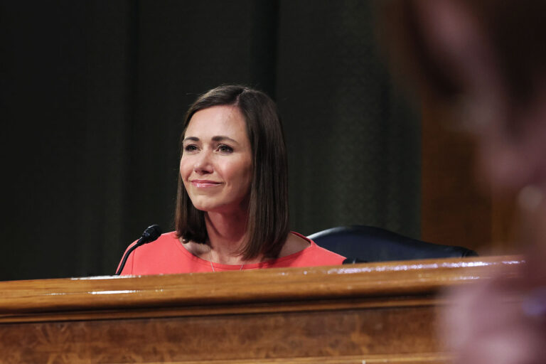 Senator Katie Britt (R-AL) speaks during the Senate Appropriations Committee hearing on the Special Diabetes Program on July 11, 2023 in Washington, DC. (Jemal Countess/Getty Images for JDRF)