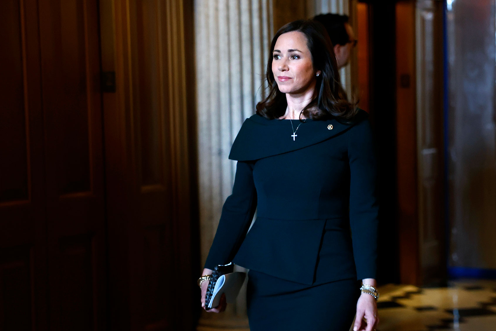 Sen. Katie Britt (R-AL) walks to a luncheon with Senate Republicans at the U.S. Capitol Building on February 27, 2024 in Washington, DC. (Anna Moneymaker/Getty Images)