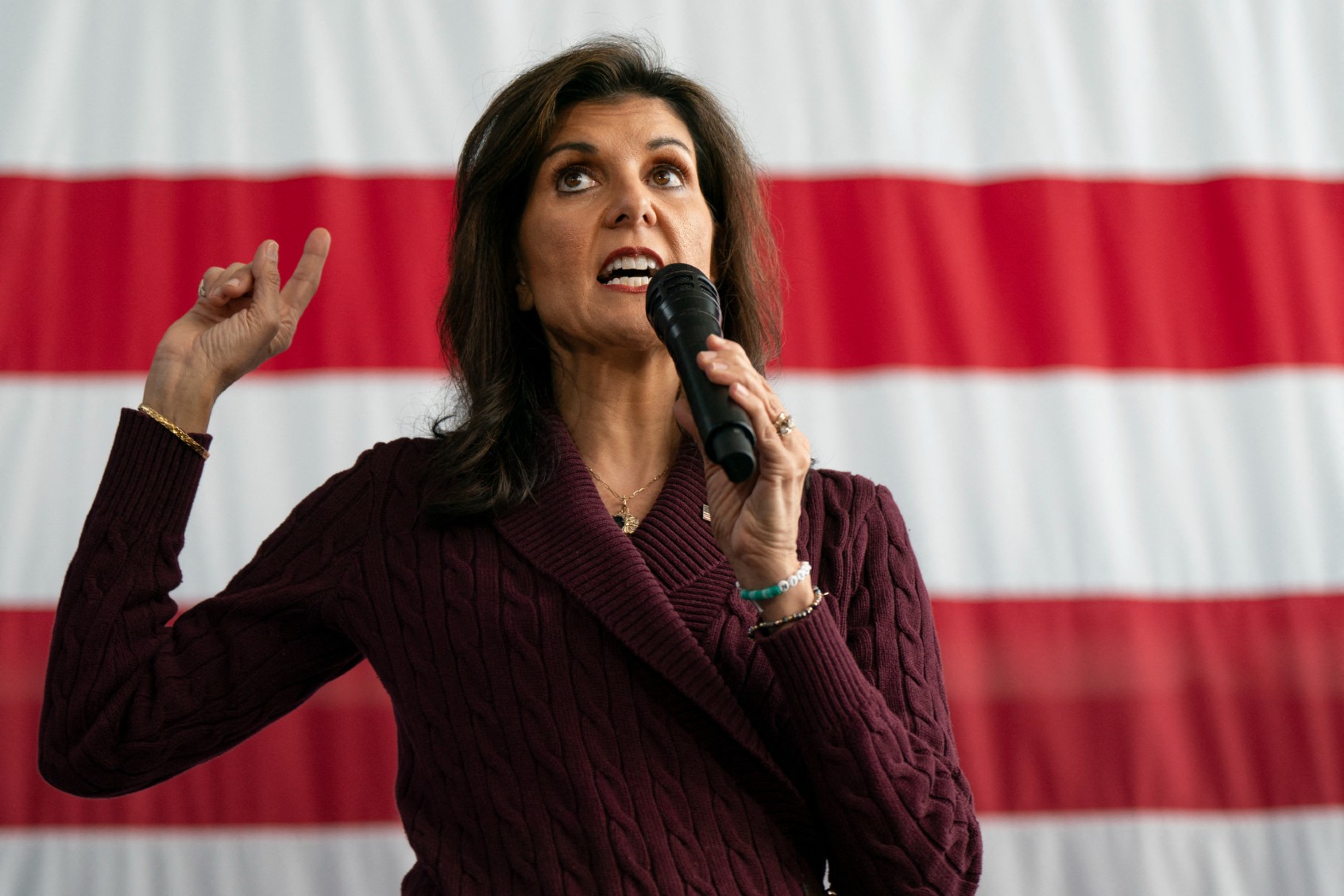 Republican presidential hopeful and former UN Ambassador Nikki Haley speaks at a campaign event at Union Station in Raleigh, North Carolina, on March 2, 2024. (ALLISON JOYCE/AFP via Getty Images)