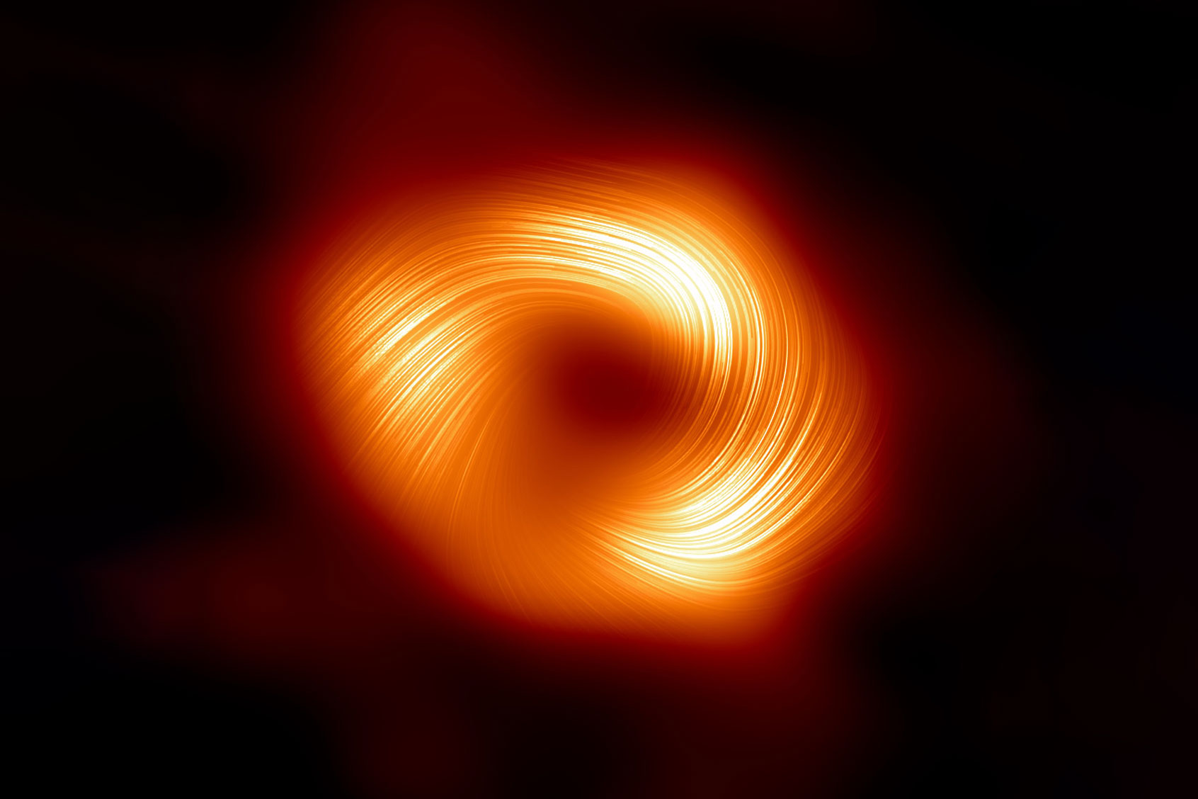 A view of the Milky Way supermassive black hole Sagittarius A* in polarized light. (EHT Collaboration)