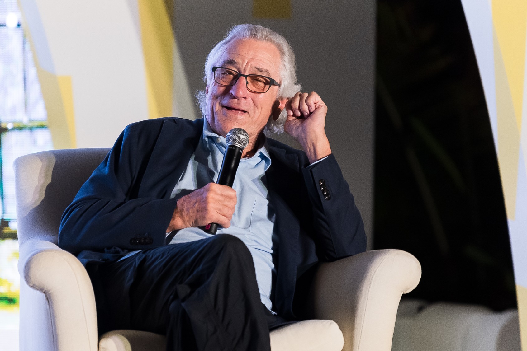 Robert De Niro speaks onstage during the Tribeca Storytellers: Robert De Niro & JR In Conversation At Tribeca Festival during Art Basel Miami Beach at Miami Beach Botanical Garden on December 09, 2023 in Miami Beach, Florida. (Jason Koerner/Getty Images)