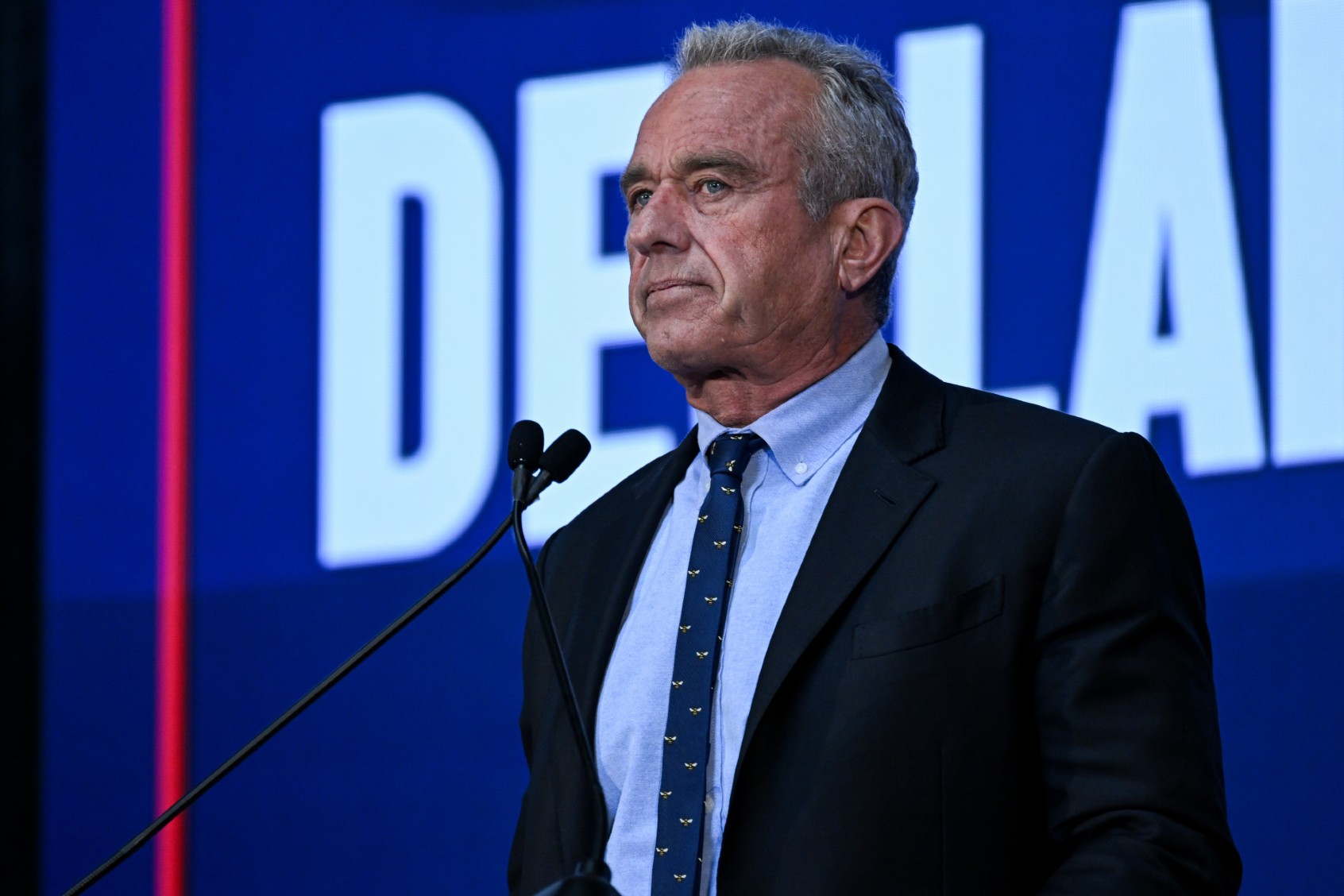 Independent U.S. presidential candidate Robert F. Kennedy, Jr. tapped California attorney Nicole Shanahan as his running mate for vice president during an event in Oakland, California, United States on March 26, 2024. (Tayfun Coskun/Anadolu via Getty Images)