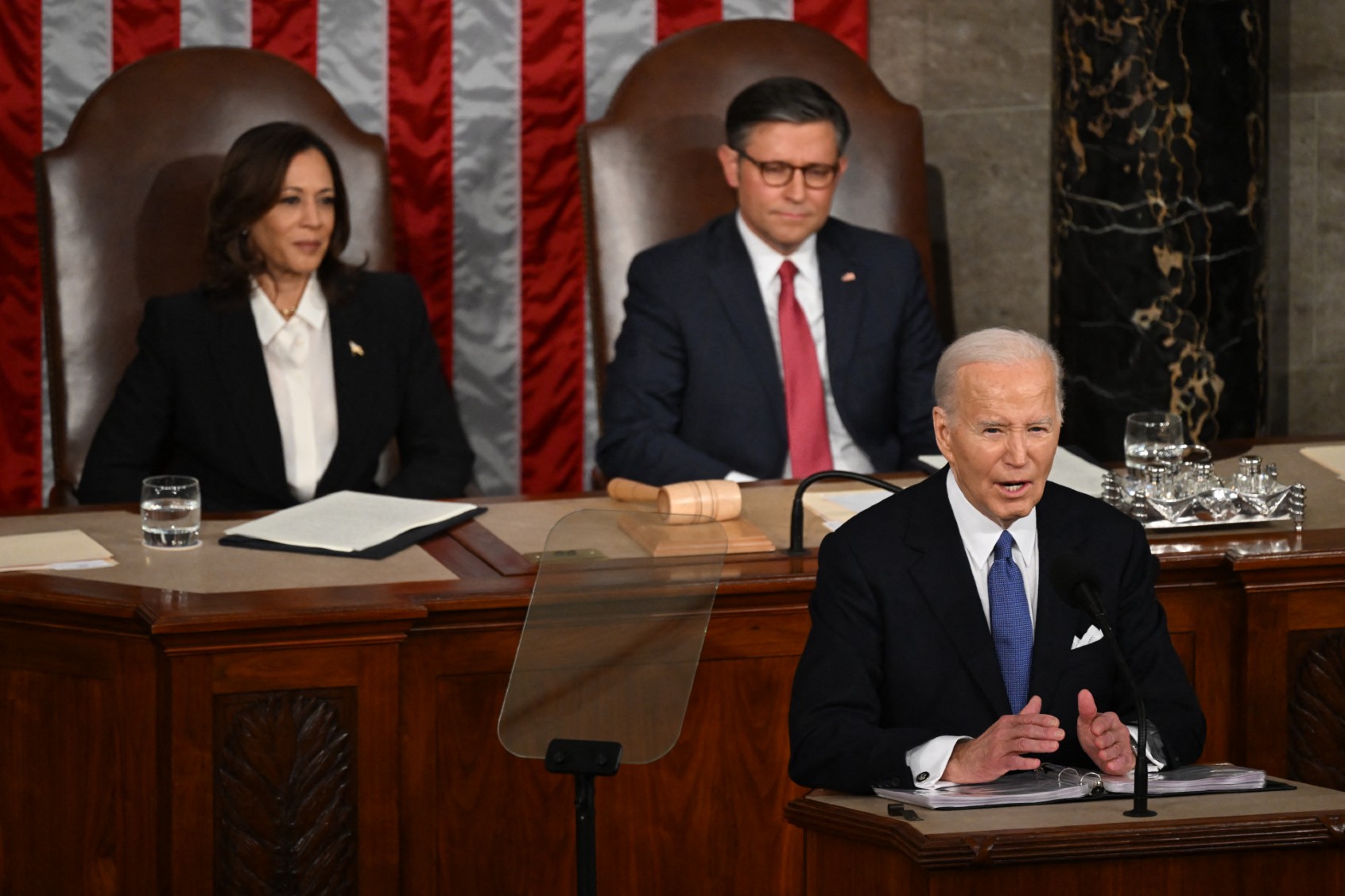 President Joe Biden delivers the State of the Union address in the House Chamber of the U.S. Capitol in Washington, DC, on March 7, 2024. ( SAUL LOEB/AFP via Getty Images)