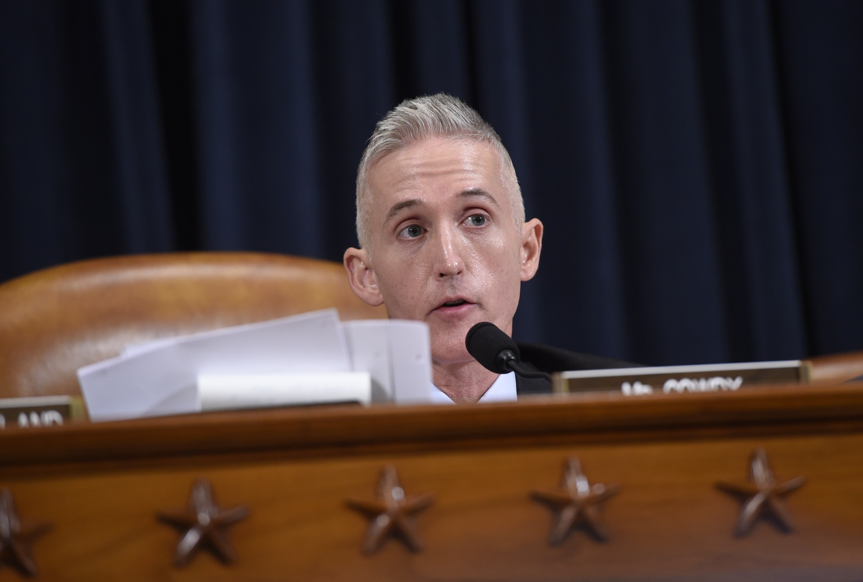 Former Rep. Trey Gowdy, R-S.c., questions former Secretary of State Hillary Clinton as she testifies before the House Select Committee on Benghazi on Capitol Hill in Washington, DC, October 22, 2015. (SAUL LOEB/AFP via Getty Images))