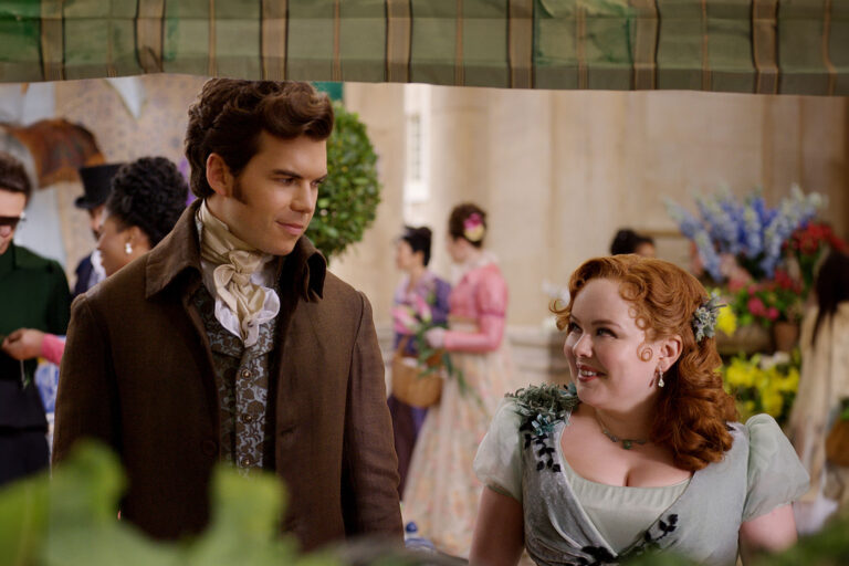 Luke Newton as Colin Bridgerton and Nicola Coughlan as Penelope Featherington in "Bridgerton" (Courtesy of Netflix)