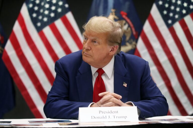 Former U.S. President Donald Trump attends a campaign event on April 02, 2024 in Grand Rapids, Michigan. (Spencer Platt/Getty Images)