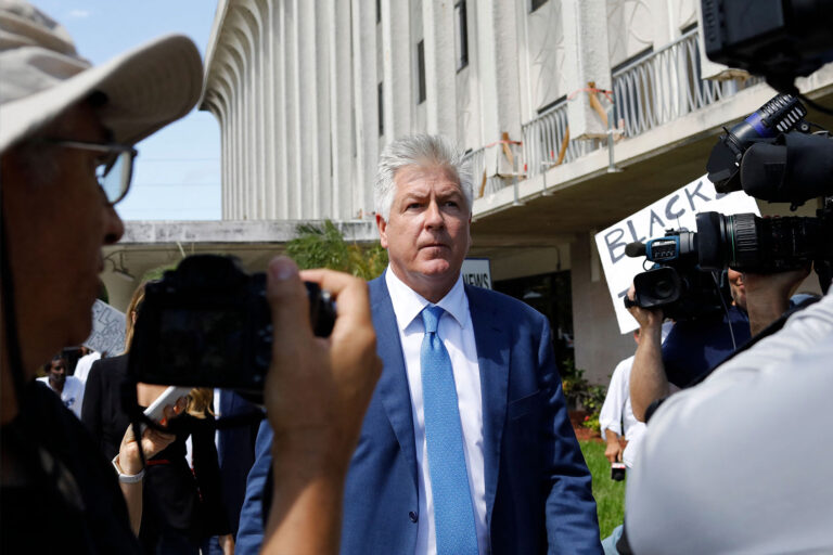 Evan Corcoran, part of former U.S. President Donald Trumps legal team, leaves the Paul G. Rogers Federal Building & Courthouse after a hearing in West Palm Beach, Florida, on September 1, 2022. (MARCO BELLO/AFP via Getty Images)