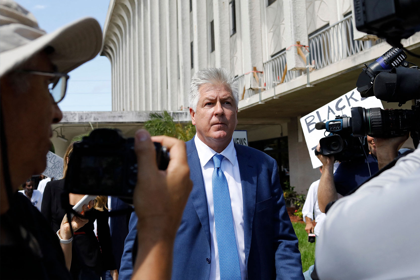 Evan Corcoran, part of former U.S. President Donald Trumps legal team, leaves the Paul G. Rogers Federal Building & Courthouse after a hearing in West Palm Beach, Florida, on September 1, 2022. (MARCO BELLO/AFP via Getty Images)