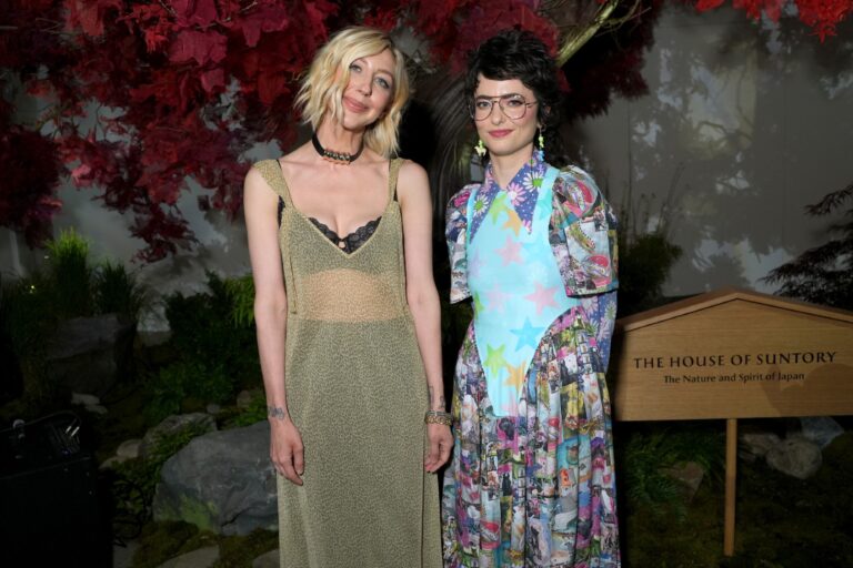 Heidi Gardner and Sarah Sherman celebrate The House of Suntory 100 Year Anniversary Global Event and “Suntory Time” Tribute Premiere with Keanu Reeves and Sofia Coppola on May 23, 2023 in New York City. (Sean Zanni/Getty Images for House of Suntory)