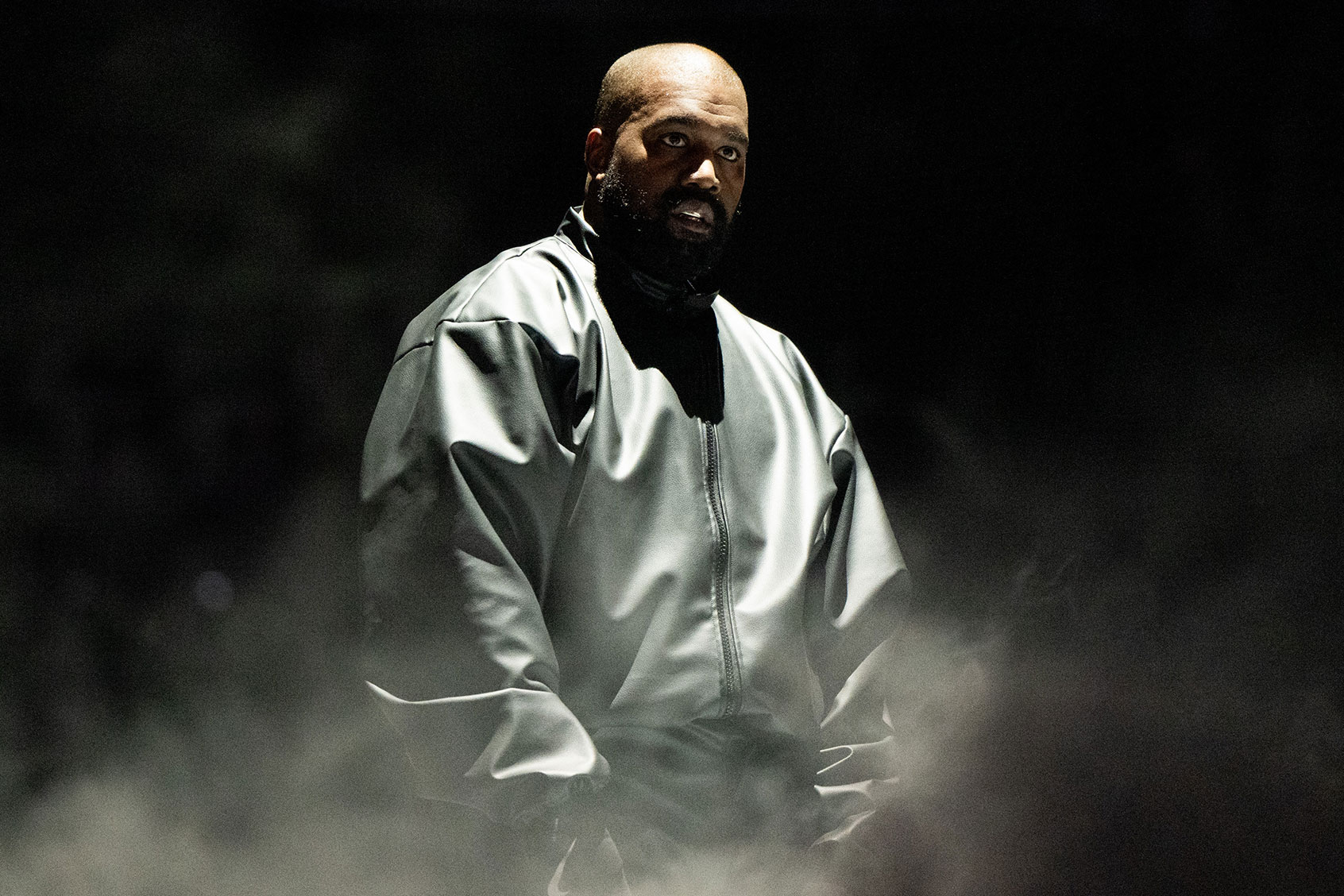 Rapper Kanye West performs onstage during the "Vultures 1" playback concert during Rolling Loud 2024 the at Hollywood Park Grounds on March 14, 2024 in Inglewood, California. (Scott Dudelson/Getty Images)