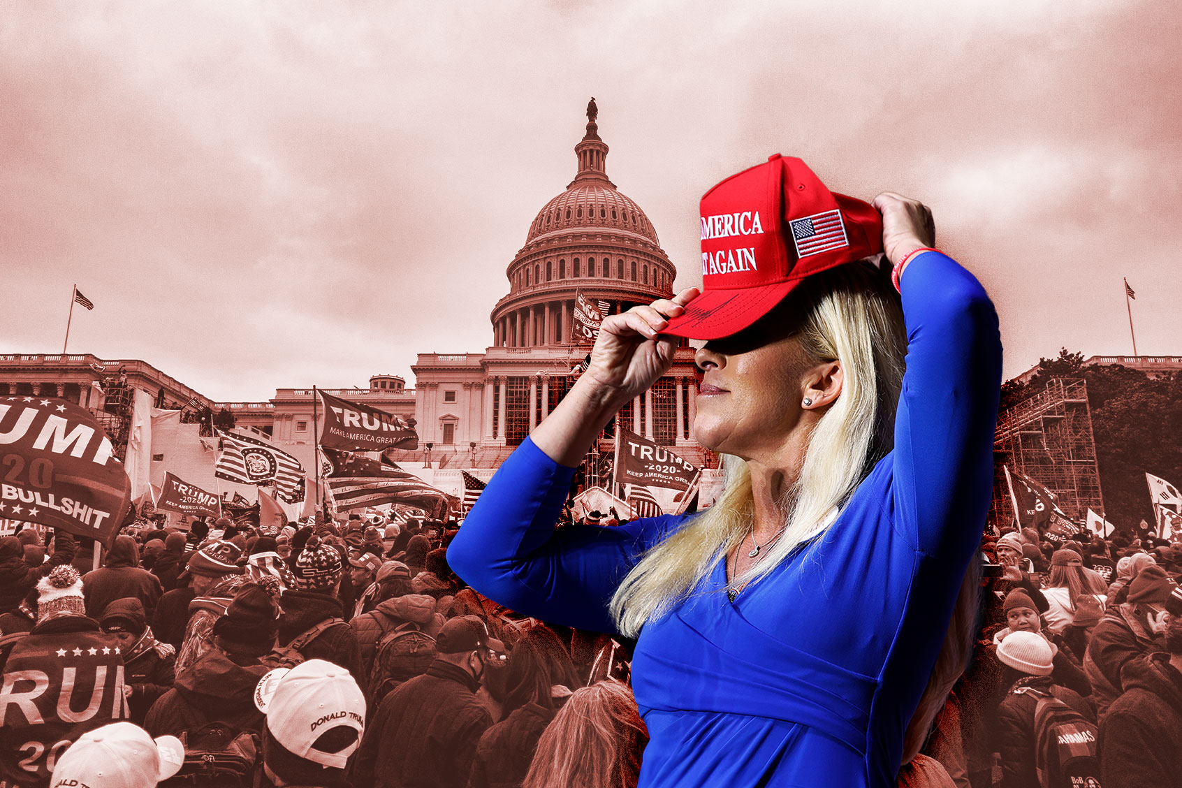 Rep. Marjorie Taylor Greene (R-GA) puts on her Make America Great Again hat (Photo illustration by Salon/Getty Images)
